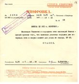 Документ 22. док.22: Шифротелеграмма из Сочи от Сталина И.В.